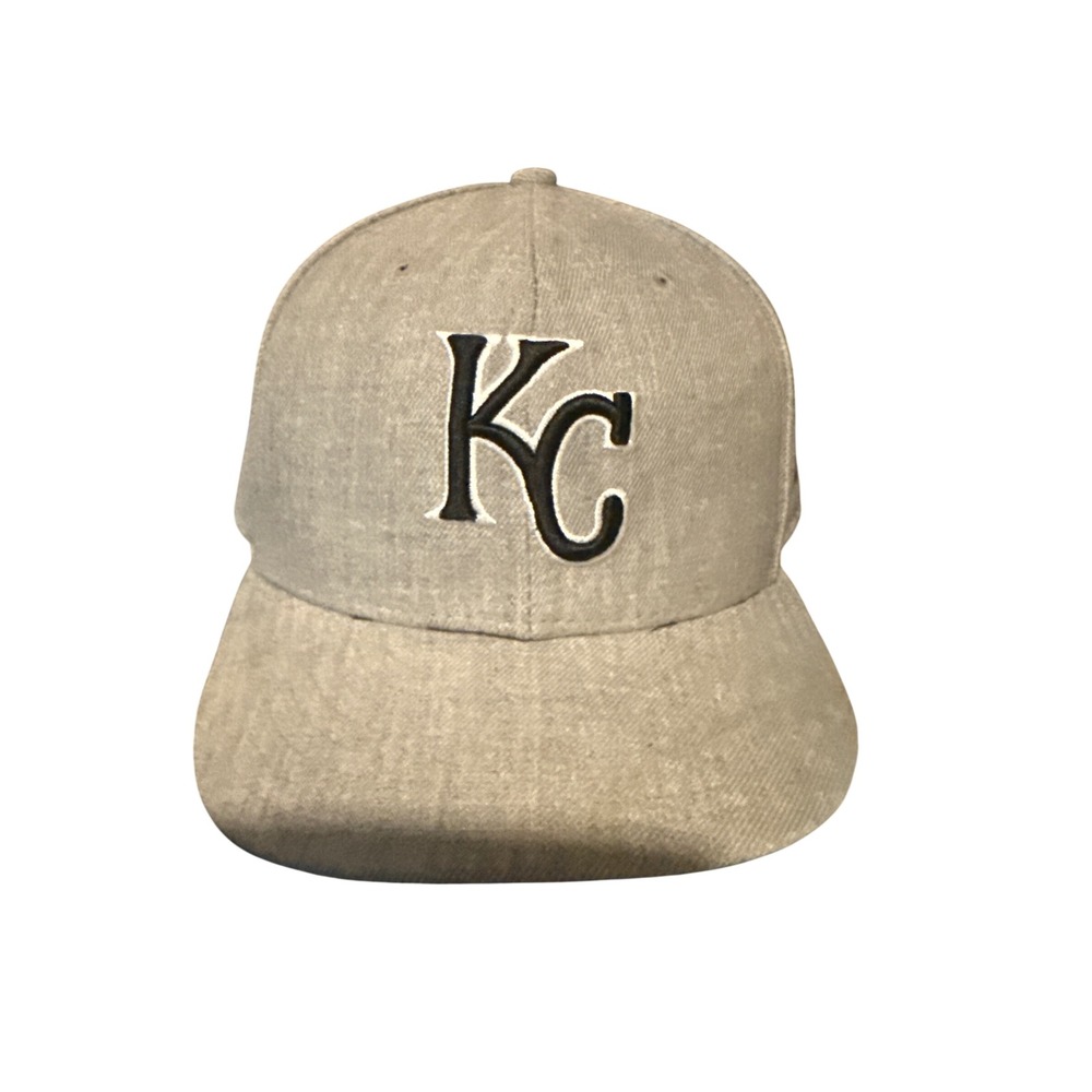 New Era Kansas City Royals 59FIFTY Fitted Hat Gray Black MLB Size 7 3/4